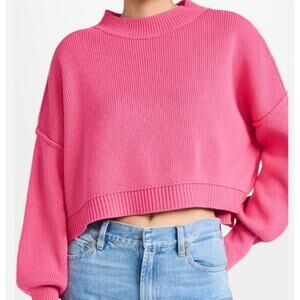 Pink Rose Easy Street Crop Pullover Sweater Pink Rose Size XL